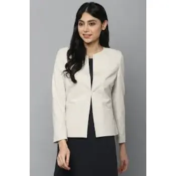 Women Cream Solid Casual Blazer